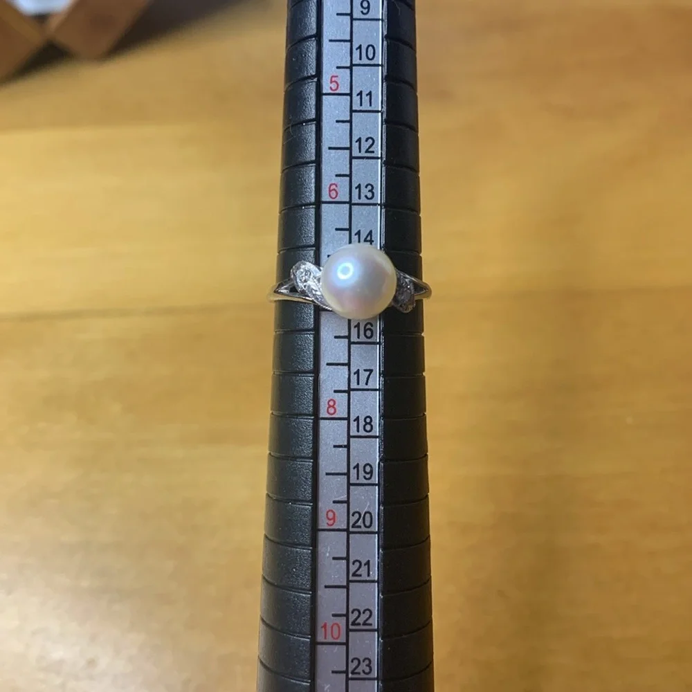 14kt White Gold Mikimoto Akoya Pearl Genuine Natural Diamond Ring Size 7 - Picture 14 of 16
